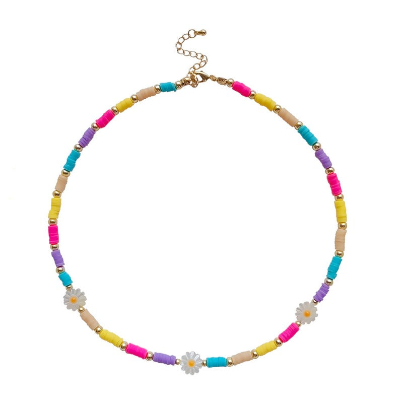 Wholesale Bohemian Rainbow Polymer Clay Love Creative Necklace Set